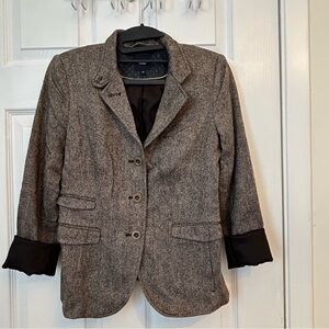 Vintage GAP Wool-Blend Herringbone Blazer Jacket - Brown
